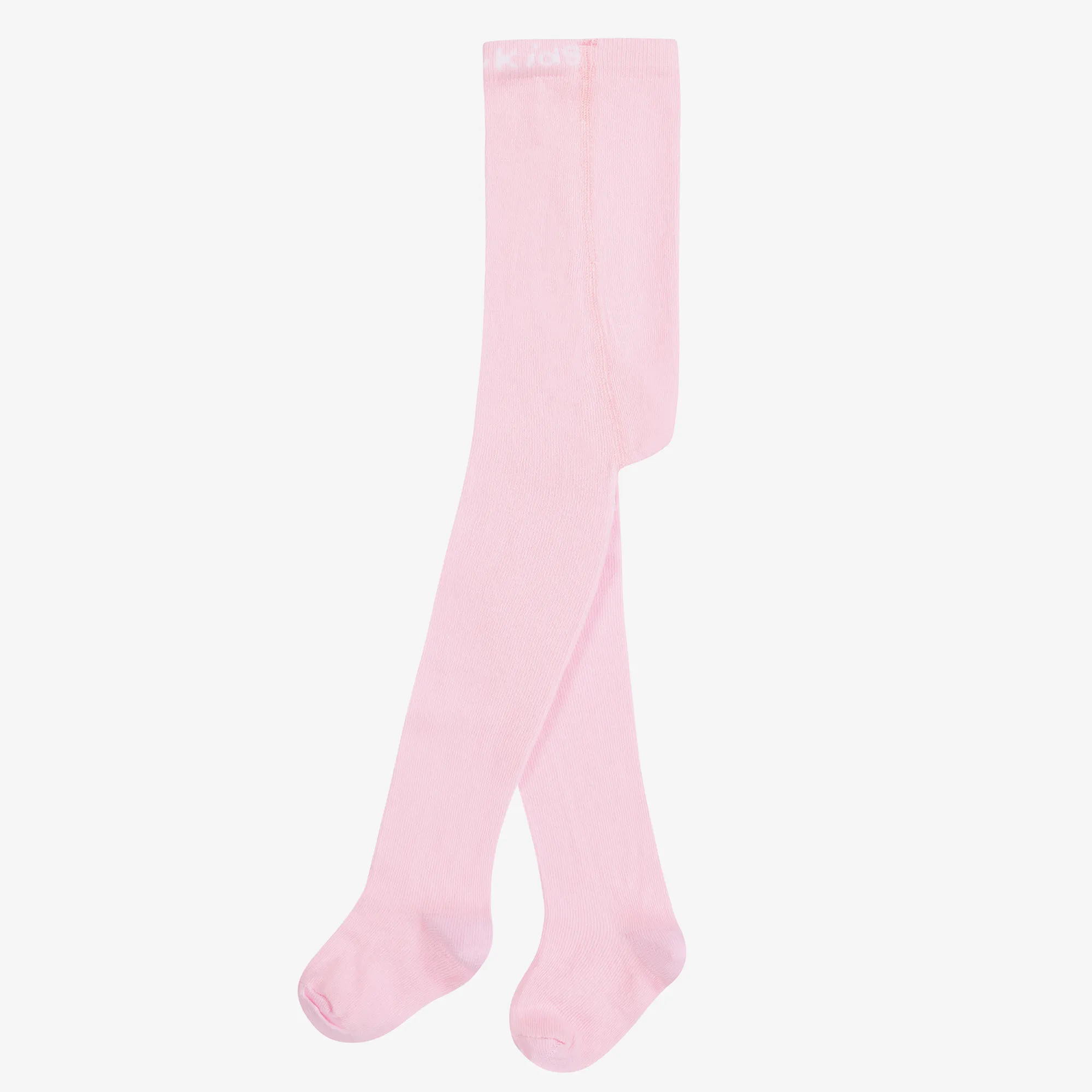 Girls Pale Pink Cotton Knitted Tights