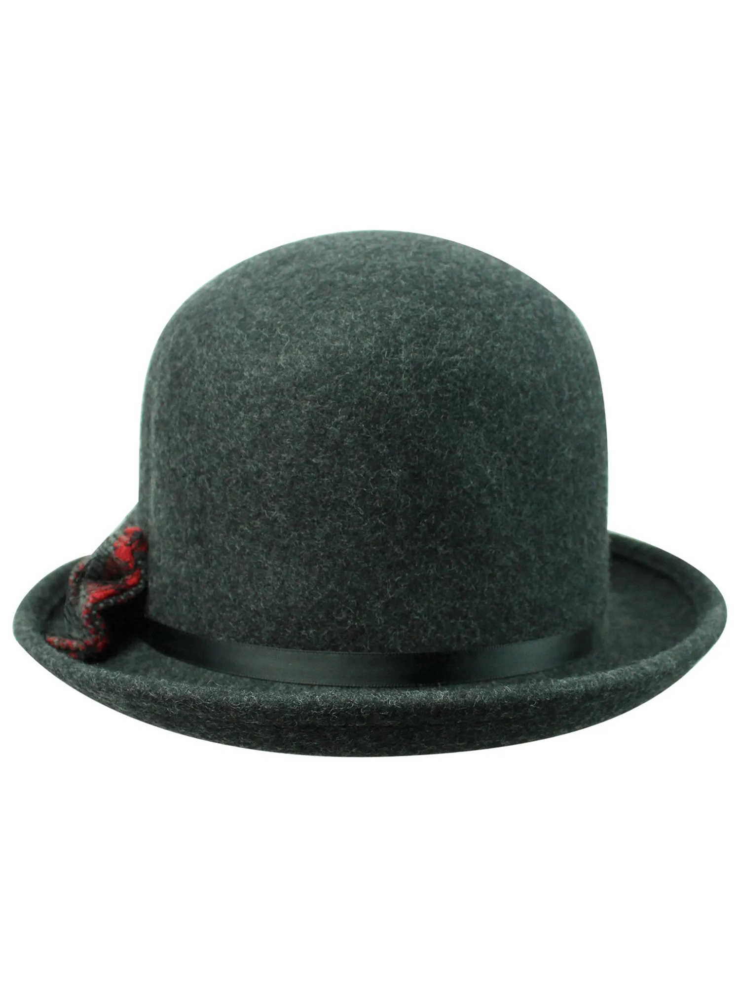 Gray Wool Derby Hat With Contrasting Bow