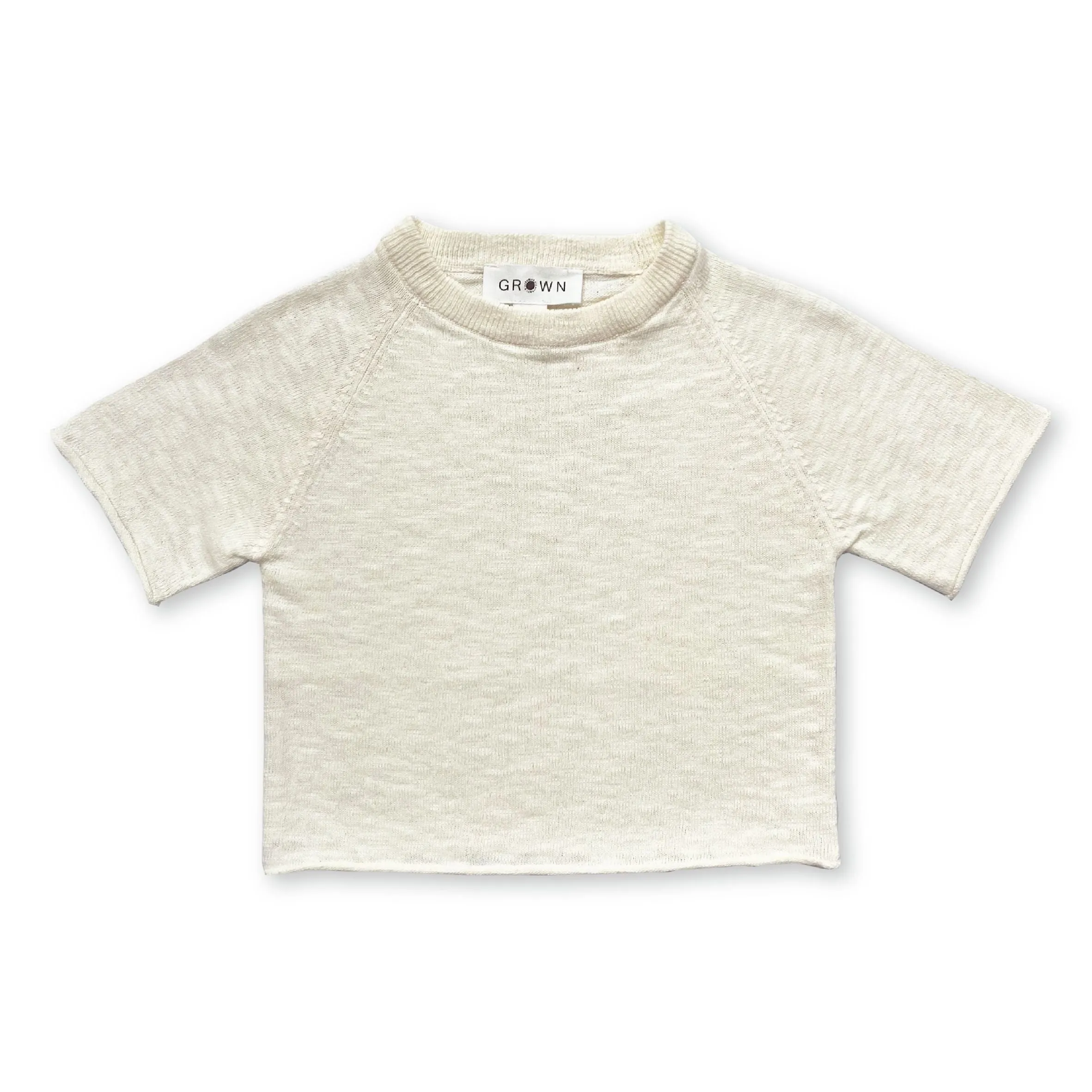 Grown Knitted Linen Raglan Tee - Milk