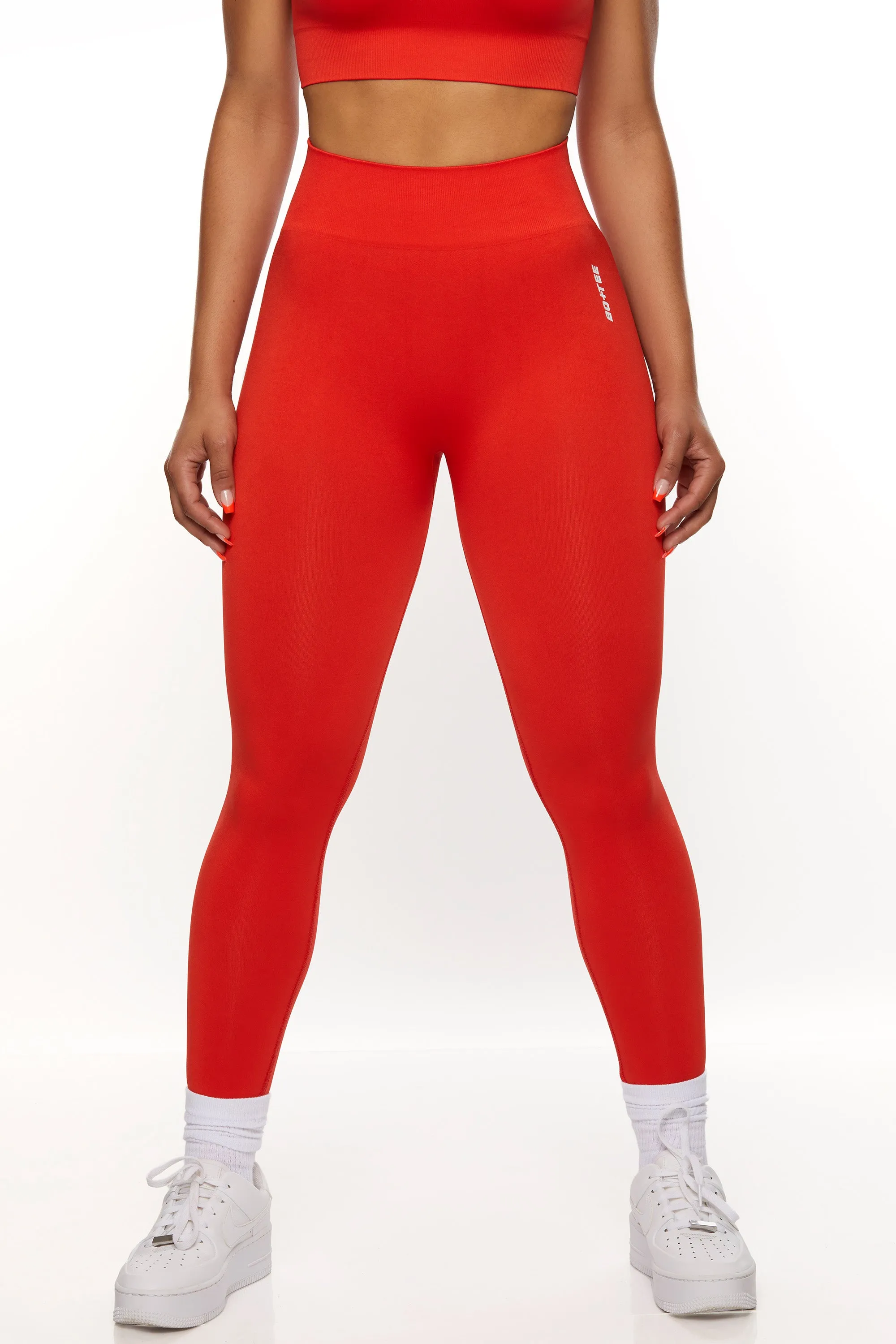 High Waist Seamless Leggings in Red