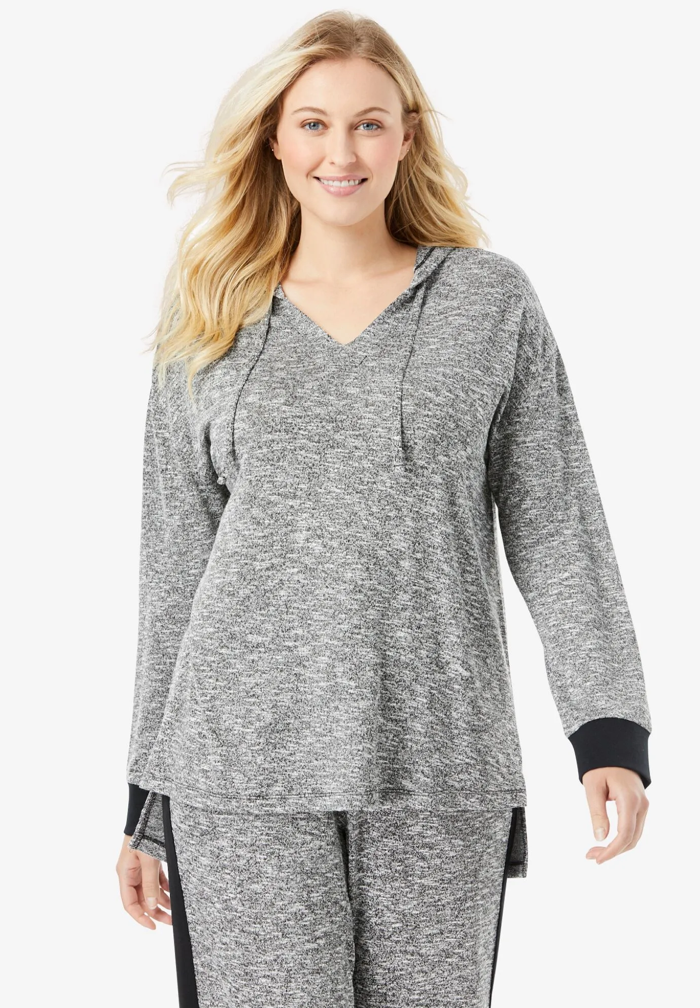 Hooded Marled Jersey Top