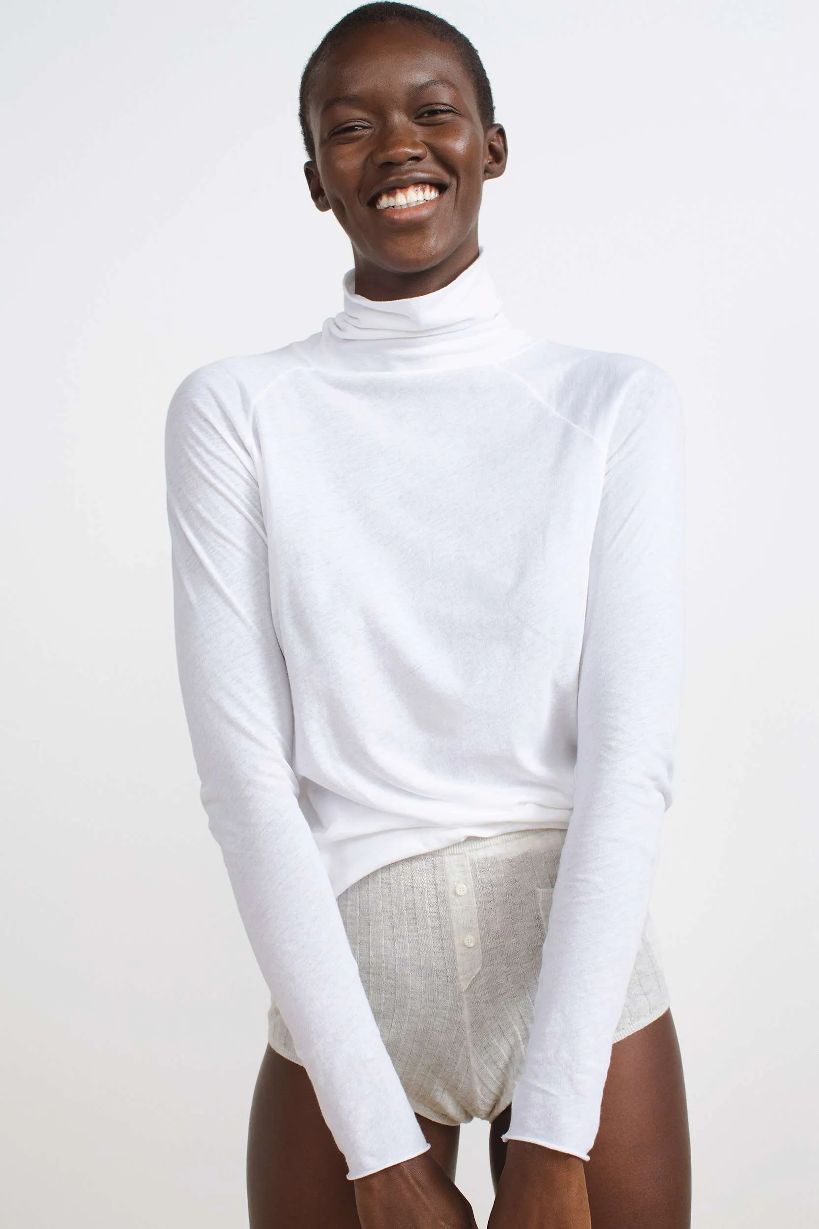 Humanoid HANSEL Cotton Turtleneck in White 