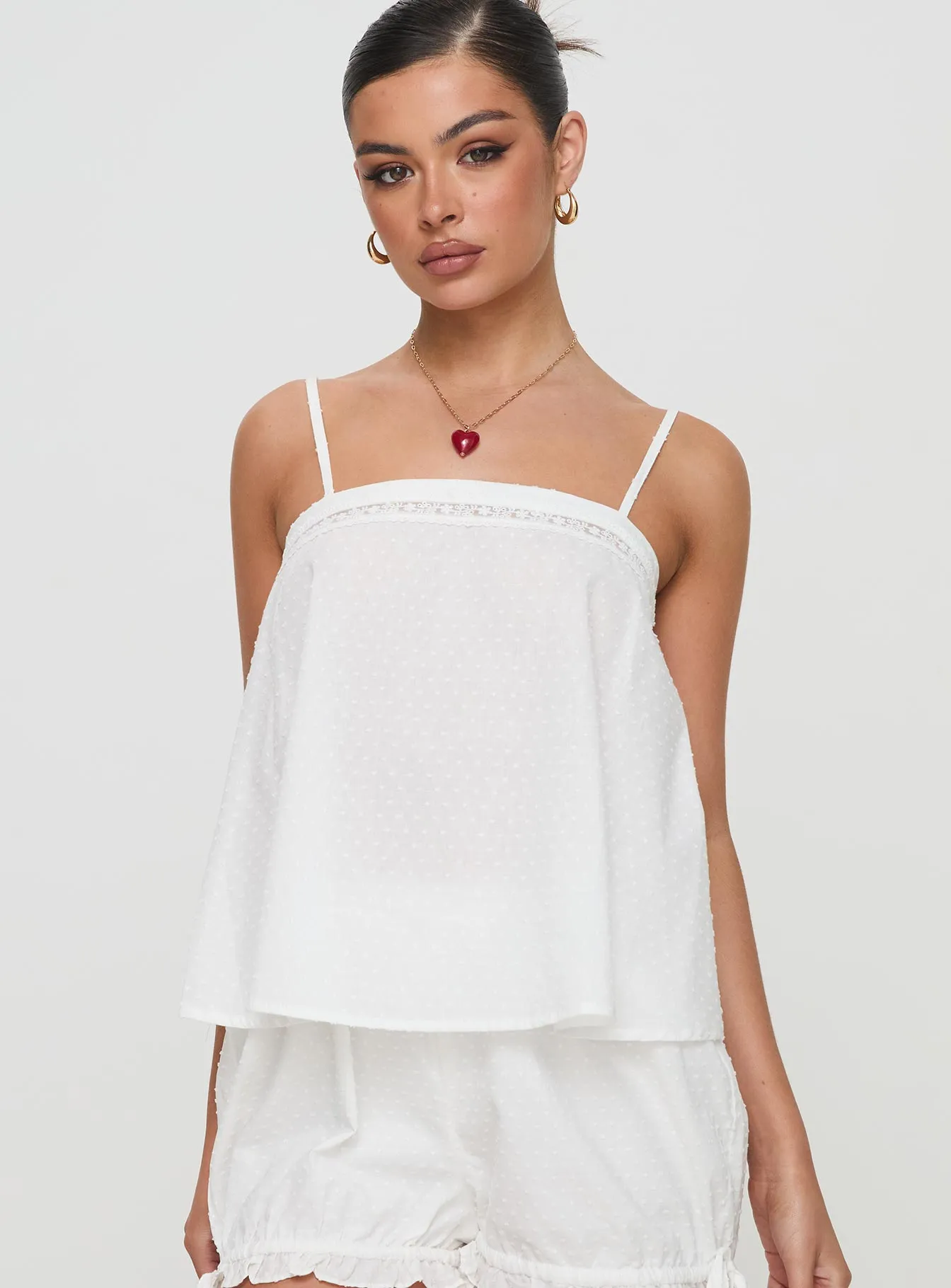 Invisible String Lace Sleep Top White