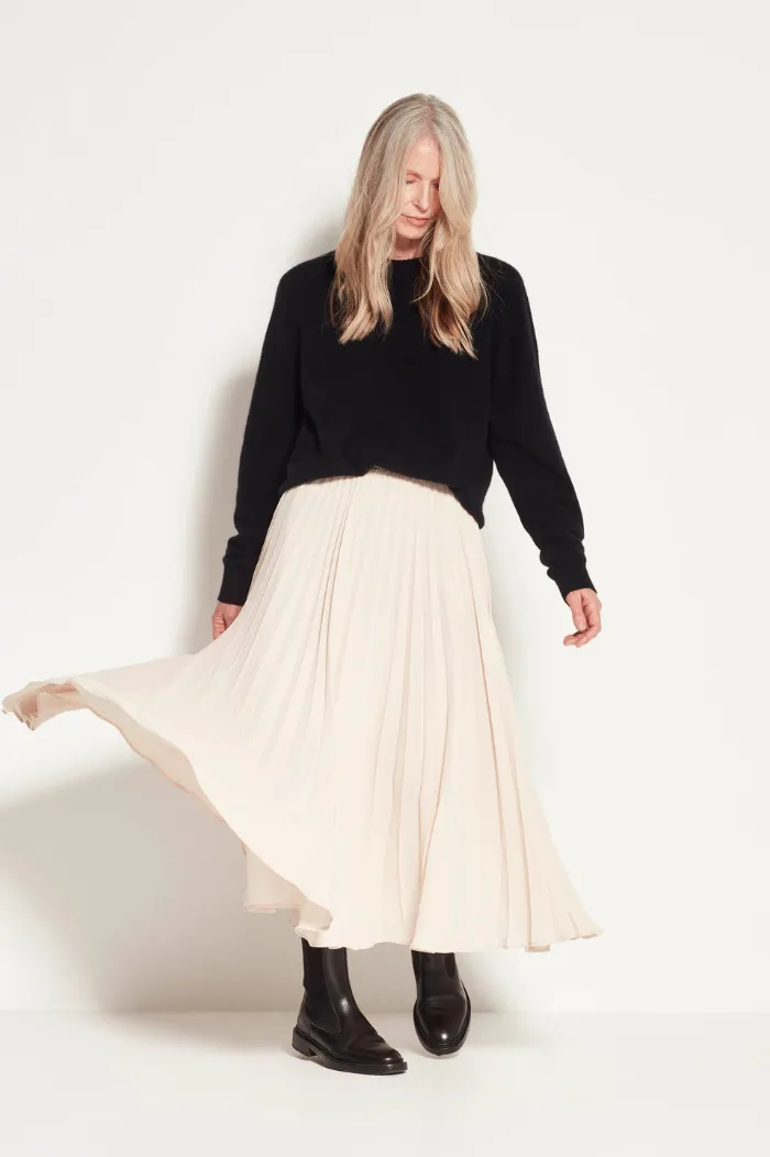 Juliette Hogan Ecru Posey Pleat Skirt