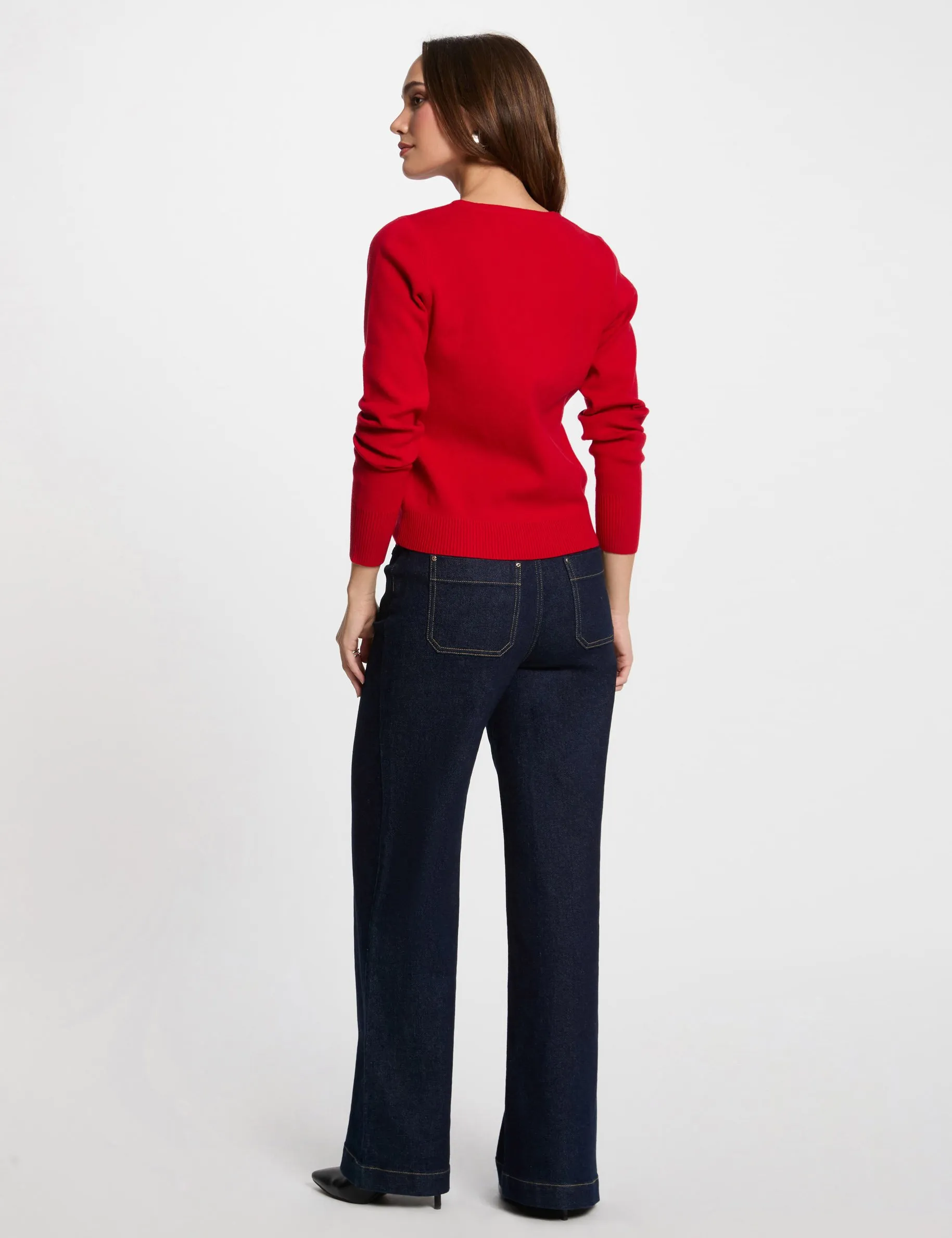 Jumper round neck long sleeves red women