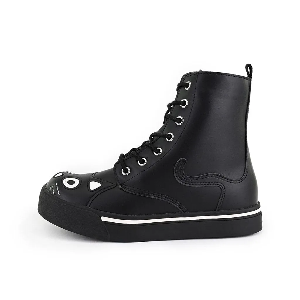 Kitty Combat Boot Black Vegan Leather