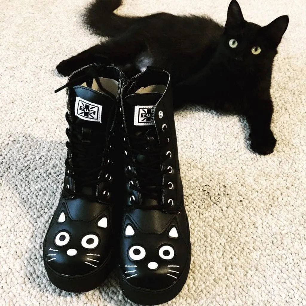 Kitty Combat Boot Black Vegan Leather