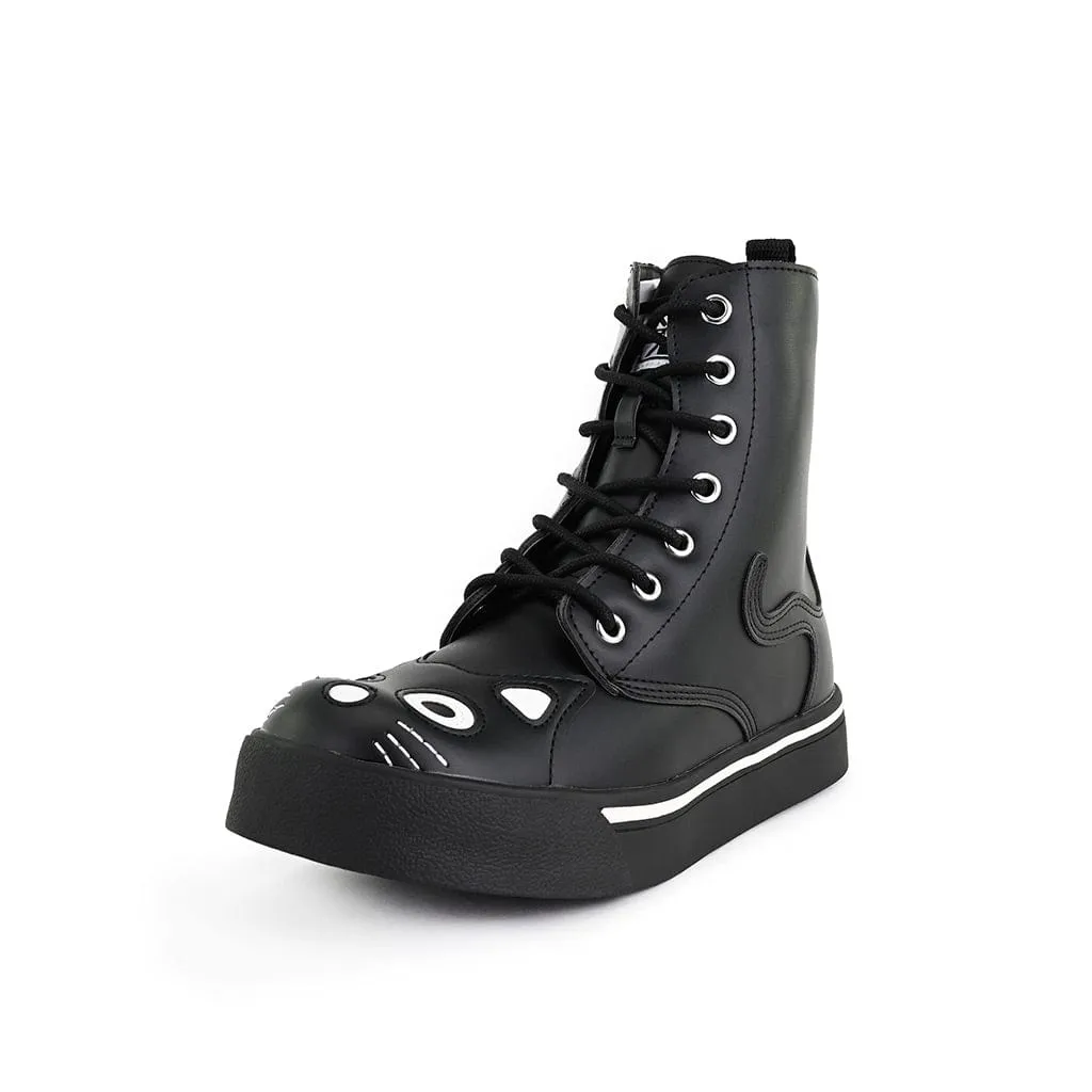 Kitty Combat Boot Black Vegan Leather