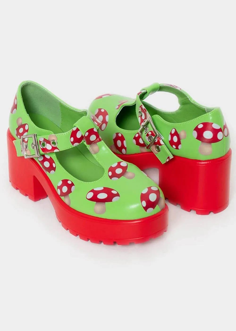 Koi Footwear Sai Toad Mushroom Mary Janes Pumps Green