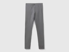 Leggings in stretch cotton with logo - Dark Gray | Benetton