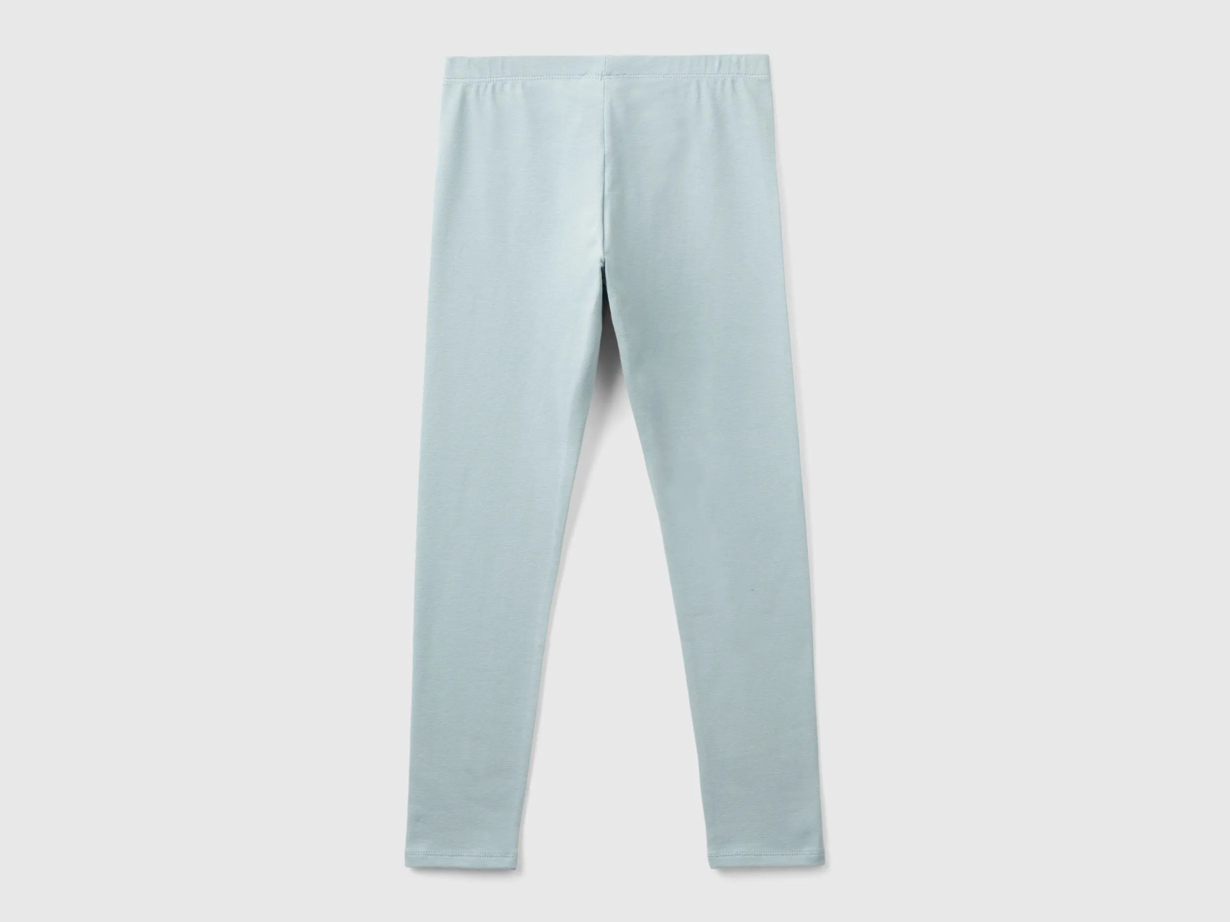 Leggings in stretch cotton with logo - Pearl Gray | Benetton