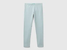 Leggings in stretch cotton with logo - Pearl Gray | Benetton