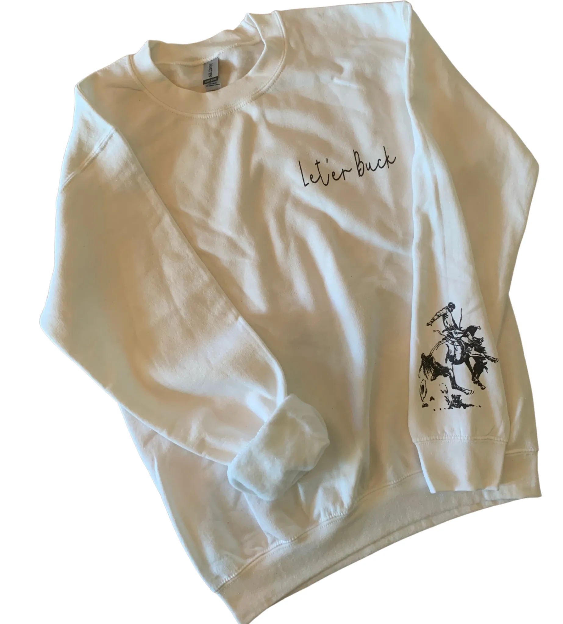 Let 'er Buck Crewneck White