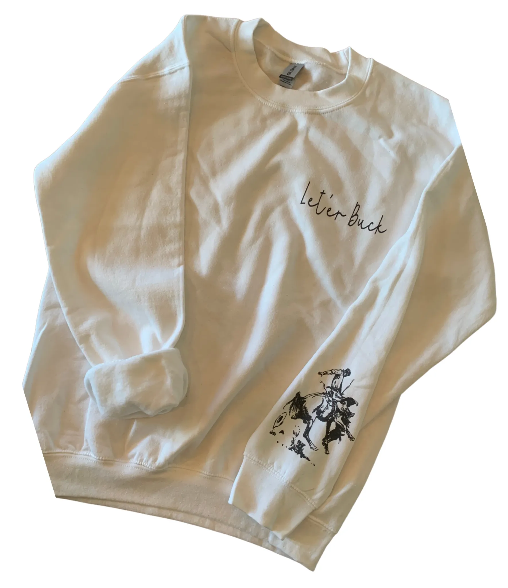 Let 'er Buck Crewneck White