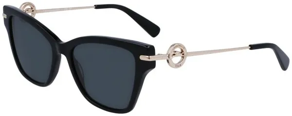 Longchamp LO737S 001 Sunglasses Women's Black Rectangle Shape 52-17-140