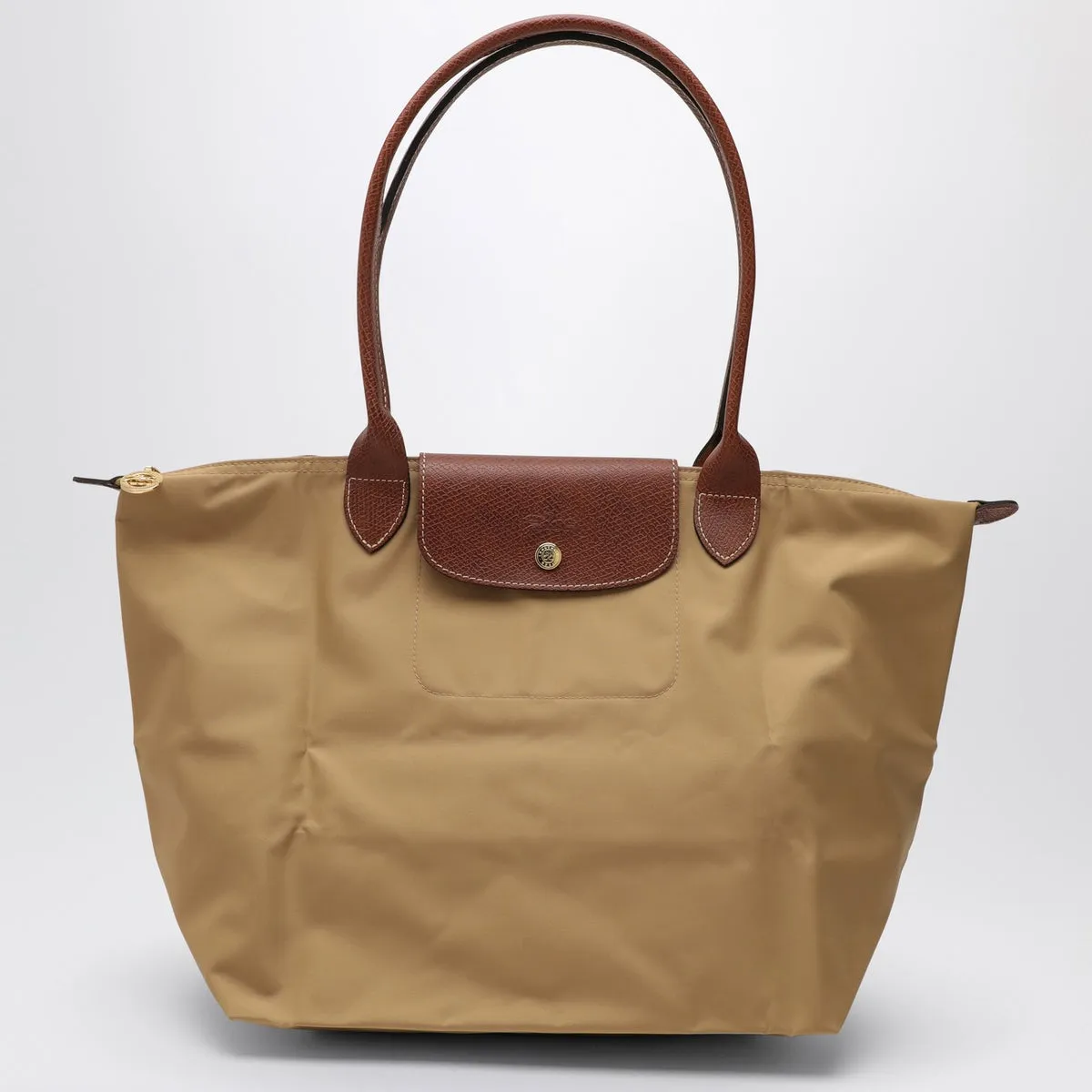 Longchamp    Longchamp Fawn Coloured Le Pliage Original L Bag