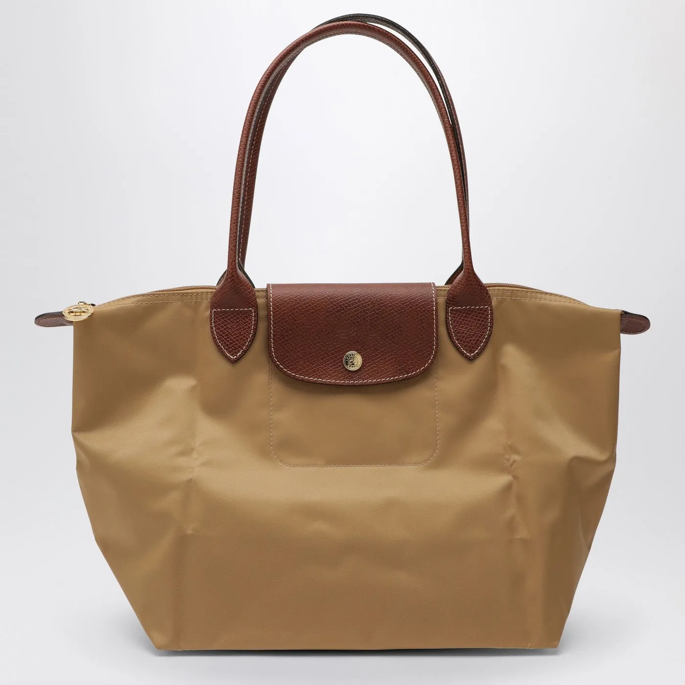 Longchamp    Longchamp Fawn Coloured Le Pliage Original M Bag