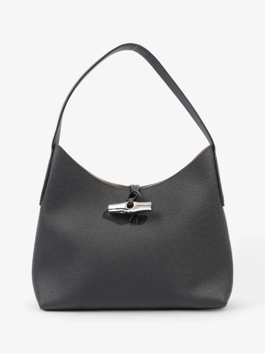 Longchamp Roseau Black Calfskin Leather Medium