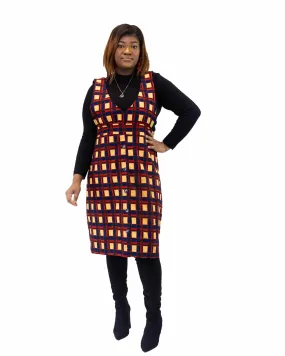 Lyla African Kente Print Pinafore Dress - African Clothing Store | JT Aphrique