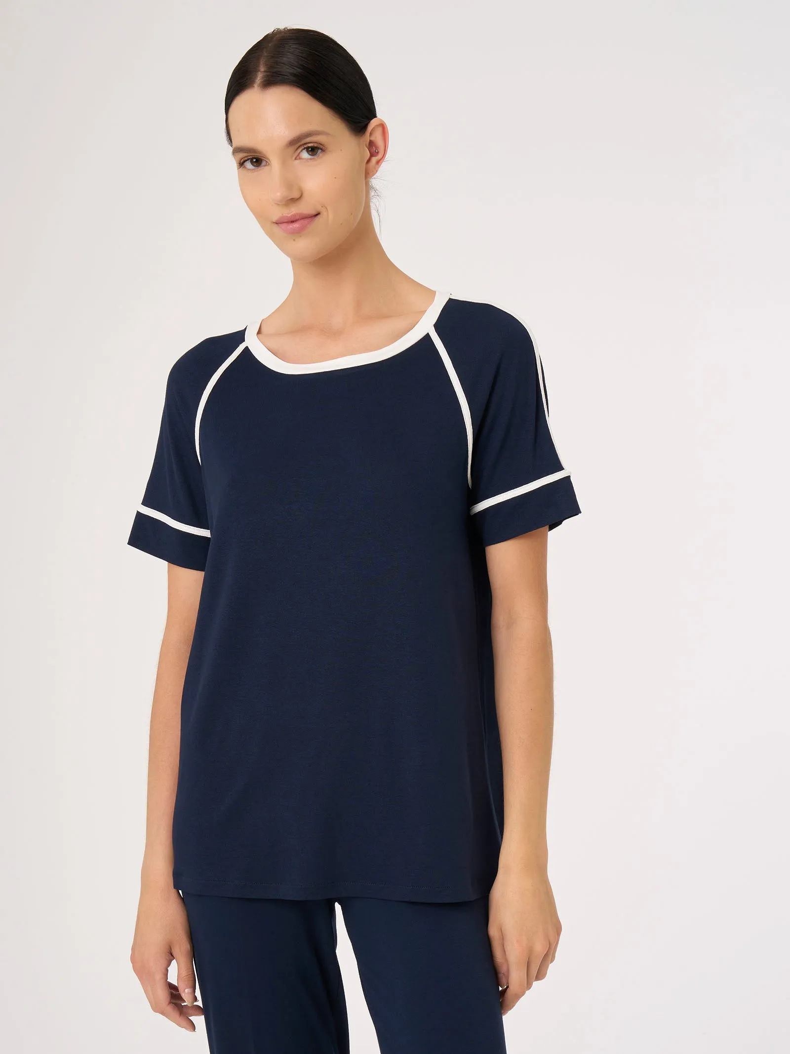 Maglietta con maniche raglan in Viscosa Crêpe - Fant.Bleu