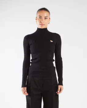 Maison Kitsune Baby Fox Patch Fine Ribbed Turtleneck Black