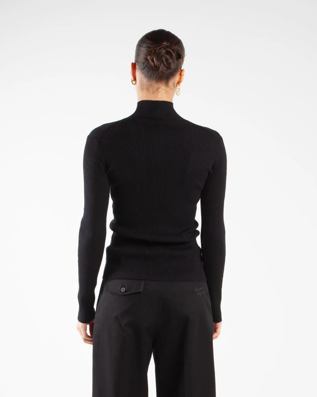 Maison Kitsune Baby Fox Patch Fine Ribbed Turtleneck Black