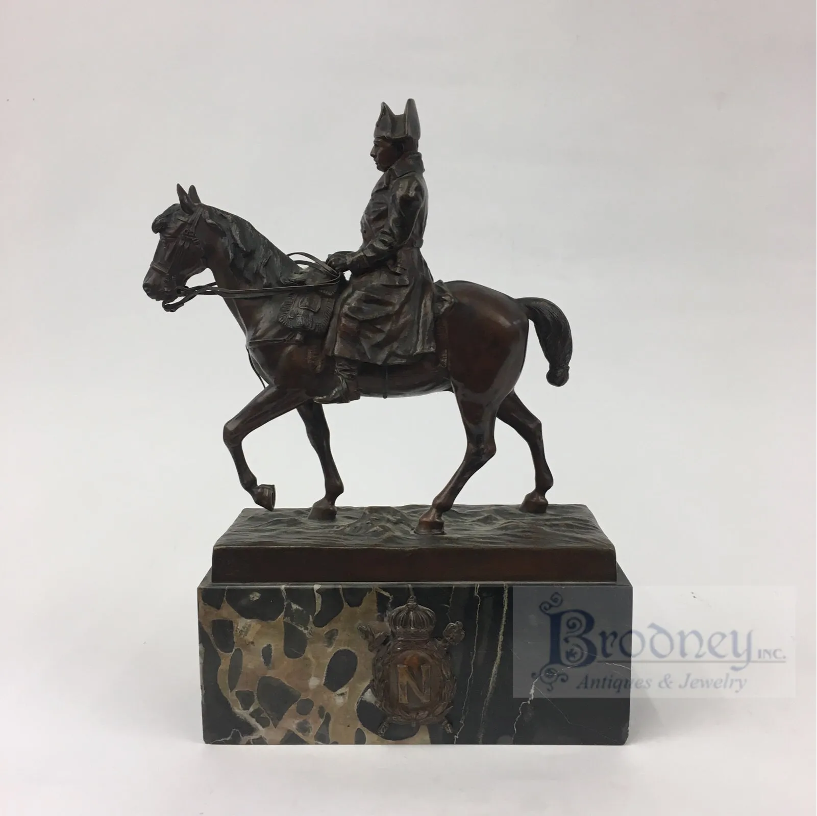 Marion Bronze Figure of Napoleon Riding a Horse with a Marble Base