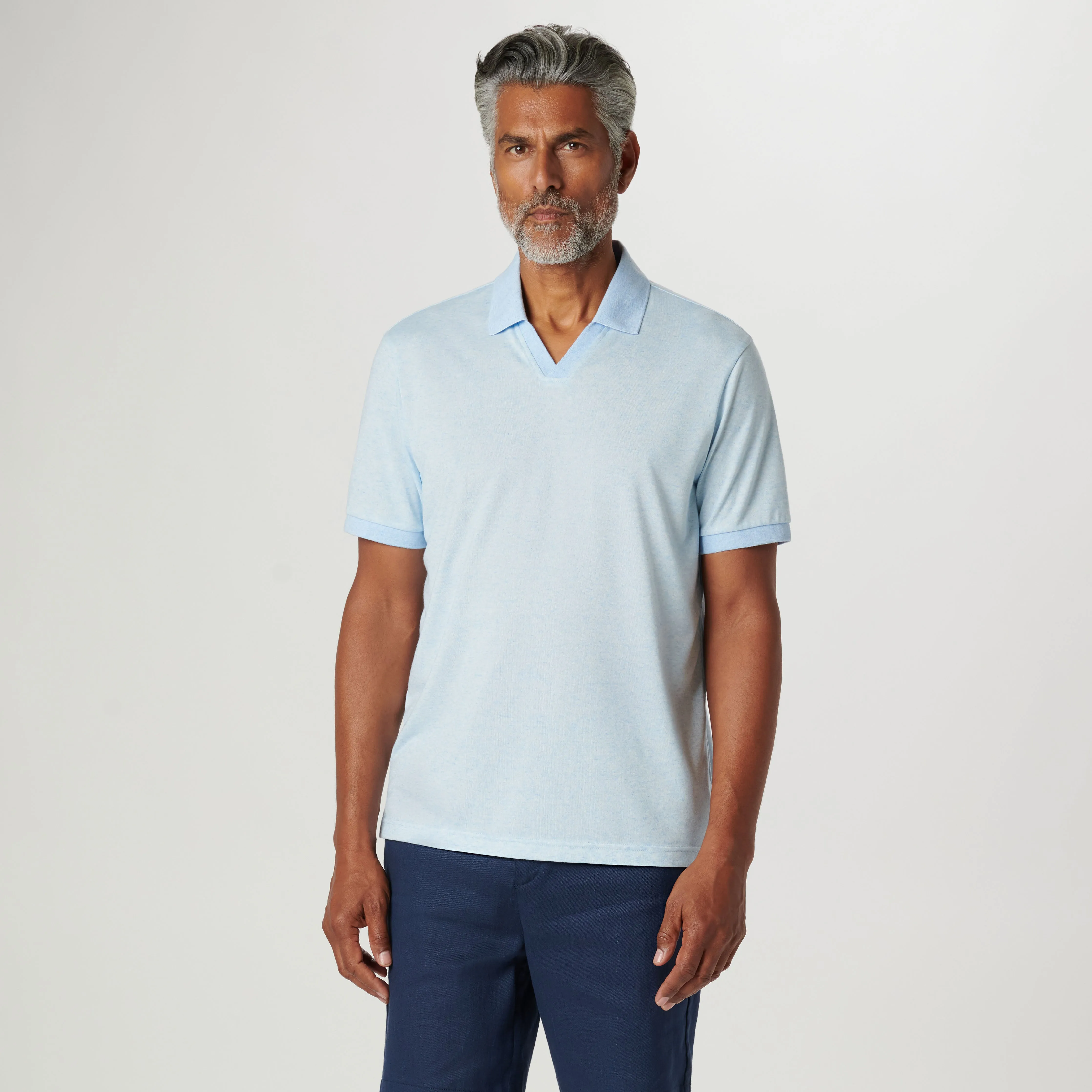 Marled Johnny Collar Polo