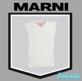 MARNI  |White cotton V-neck vest