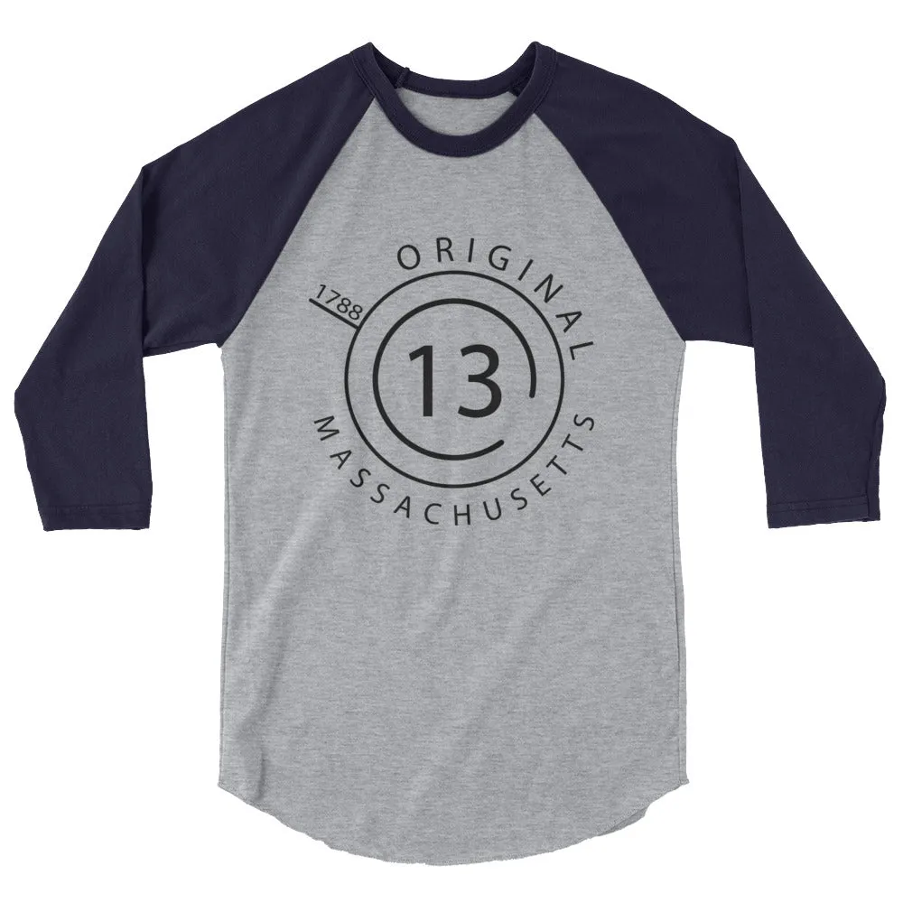 Massachusetts - 3/4 Sleeve Raglan Shirt - Original 13