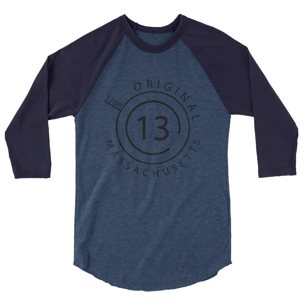 Massachusetts - 3/4 Sleeve Raglan Shirt - Original 13