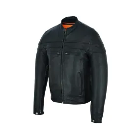 Men's Black Nature Soft Leather Vented Motorcycle Jacket W/ Thermal Liner