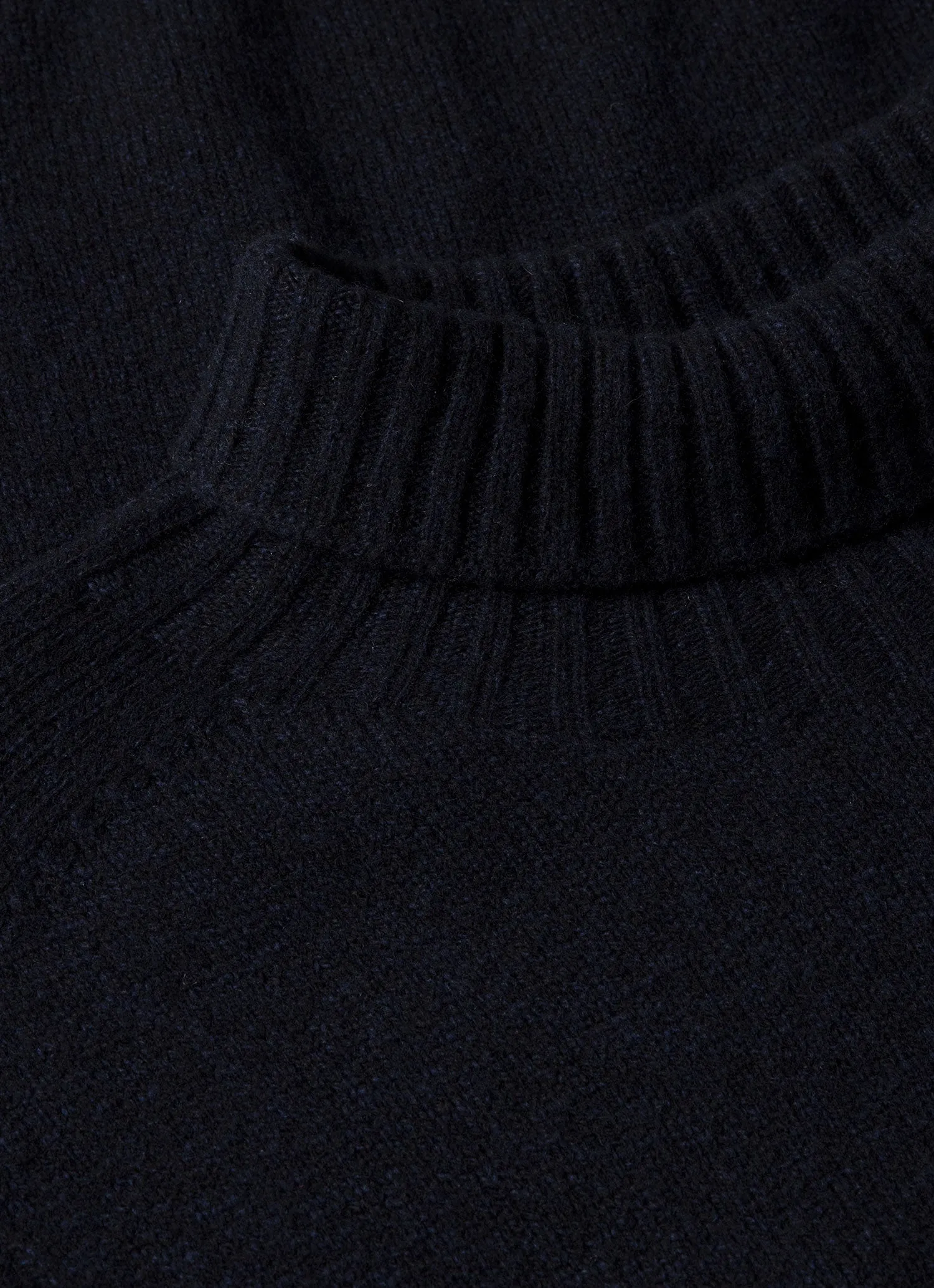 Men's Lambswool Roll Neck in Dark Navy Mouline