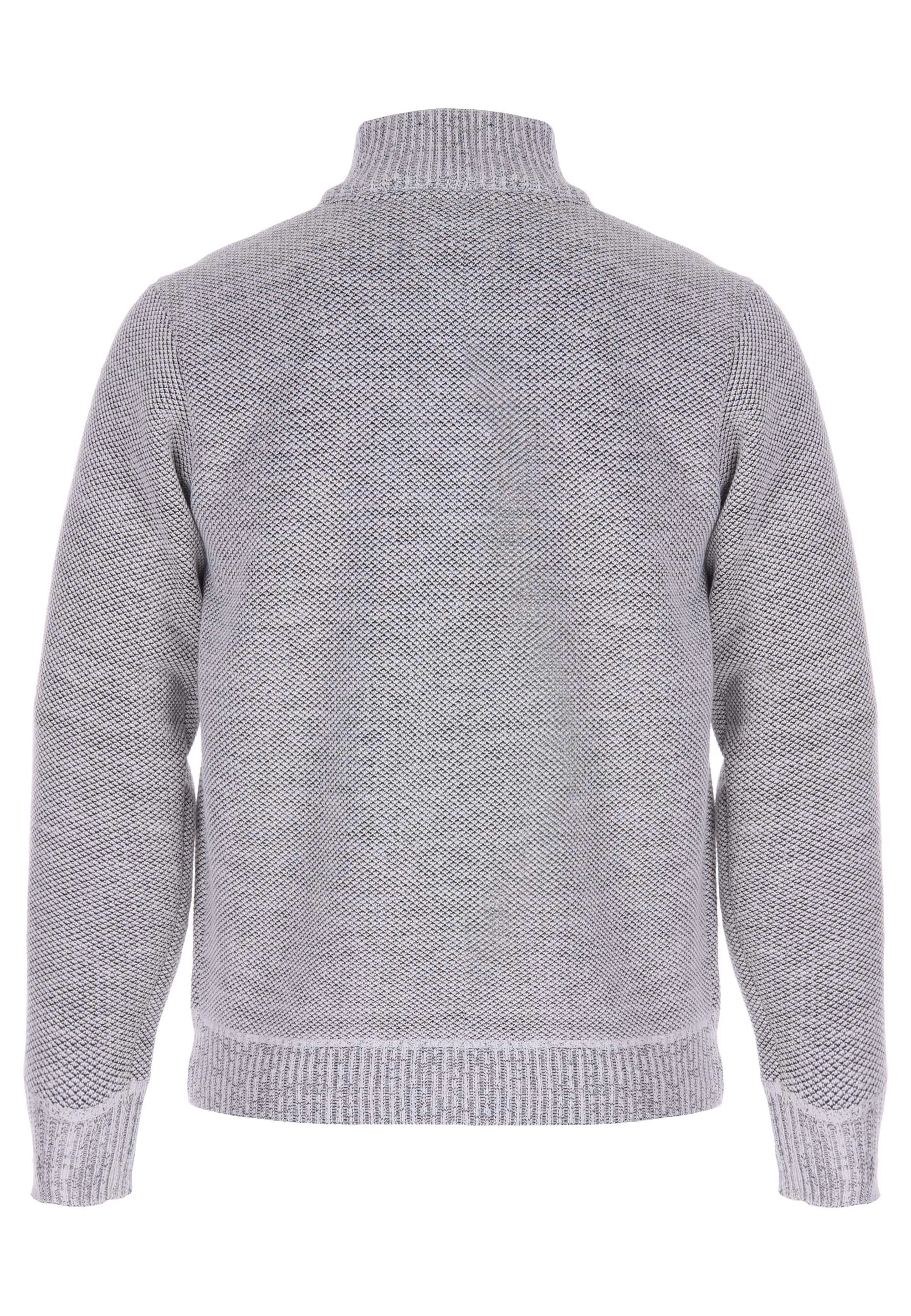 Mens White Quarter Zip Knit Jumper