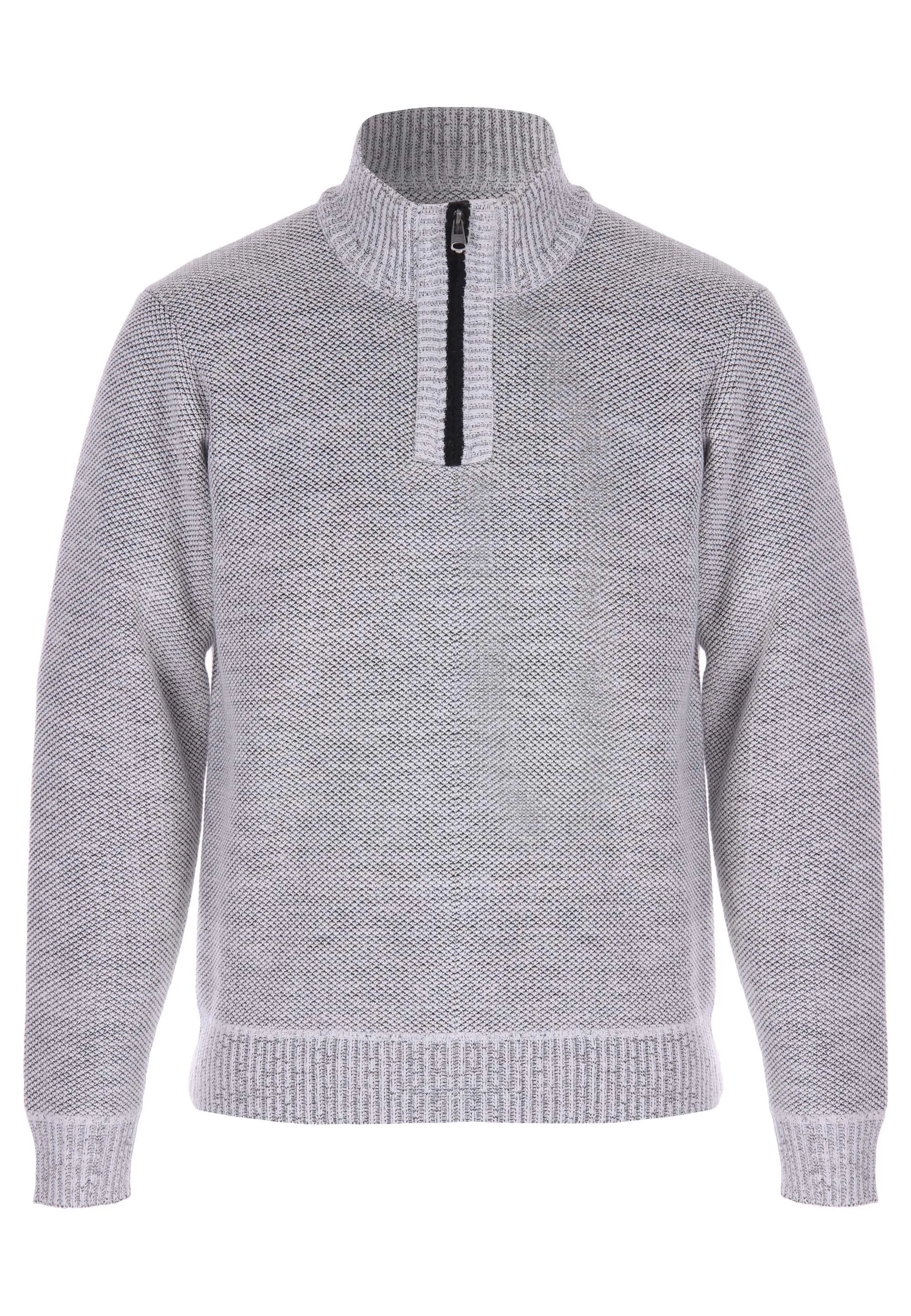 Mens White Quarter Zip Knit Jumper