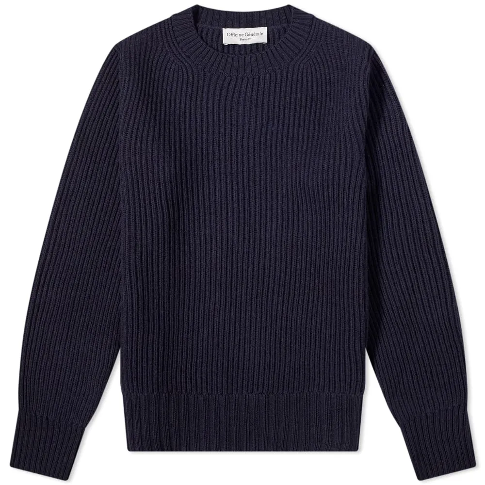 Officine Générale Marco Merino Rib Crew KnitNavy