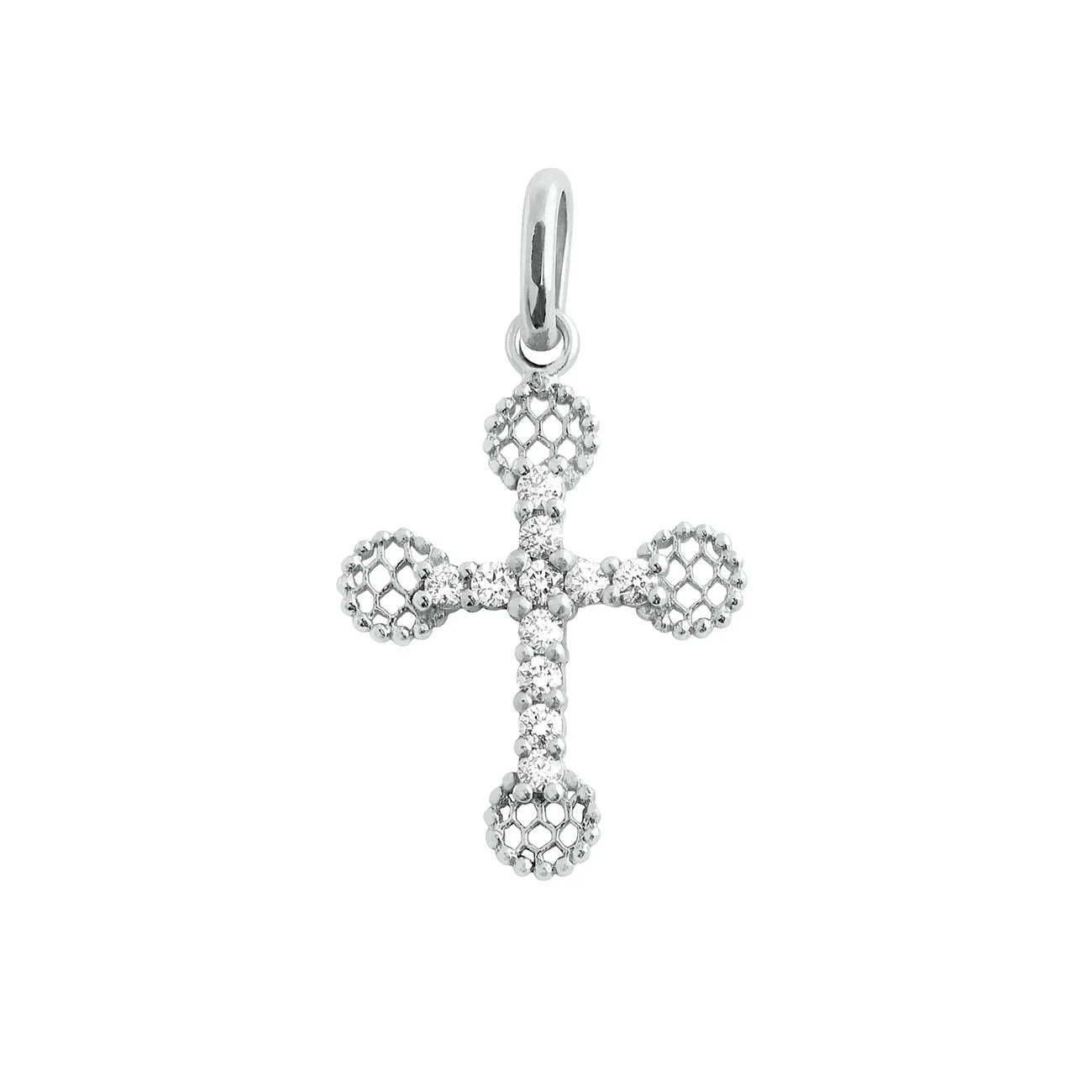 Petite Lace Cross diamond pendant, White Gold