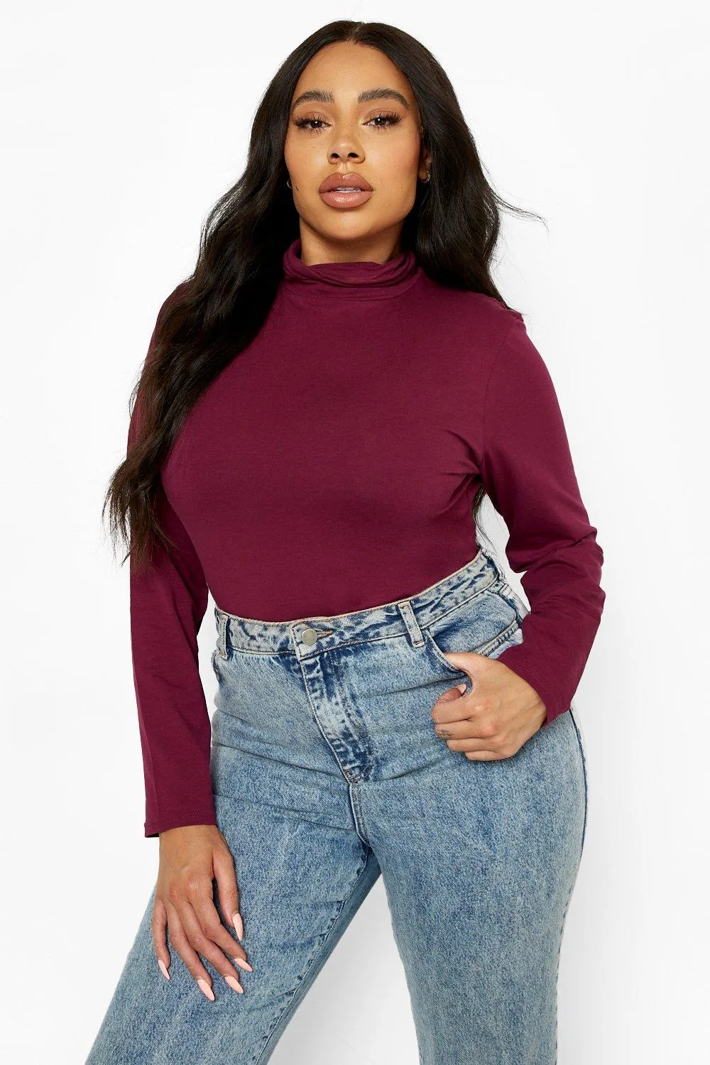 Plus Long Sleeve Turtleneck Top