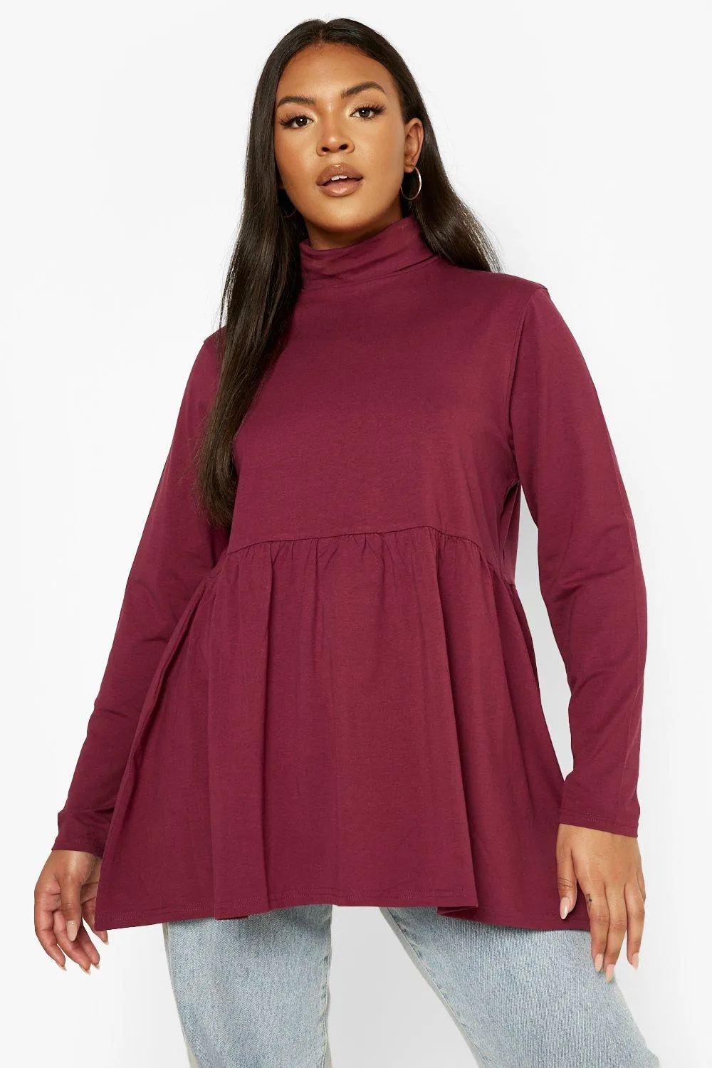 Plus Turtleneck Peplum Top