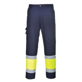 Portwest L049 Hi-Vis Lightweight Contrast Class 1 Combat Service Trousers (Yellow/Navy)