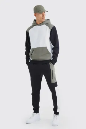 Raglan Color Block Hooded Tracksuit