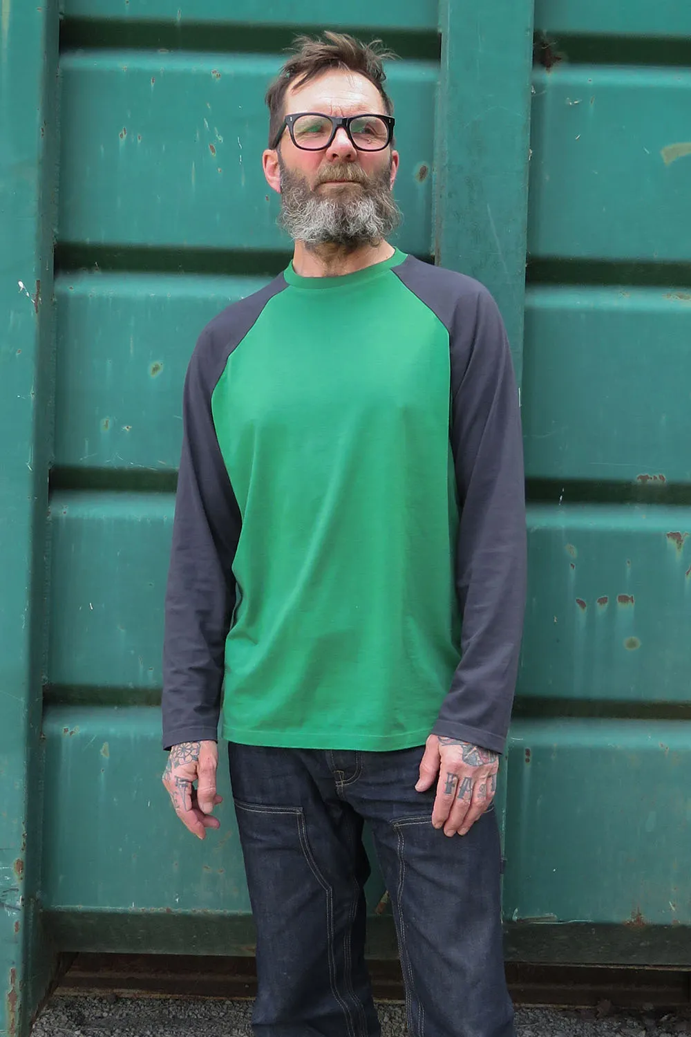 Raglan Long Sleeve / Green & Slate