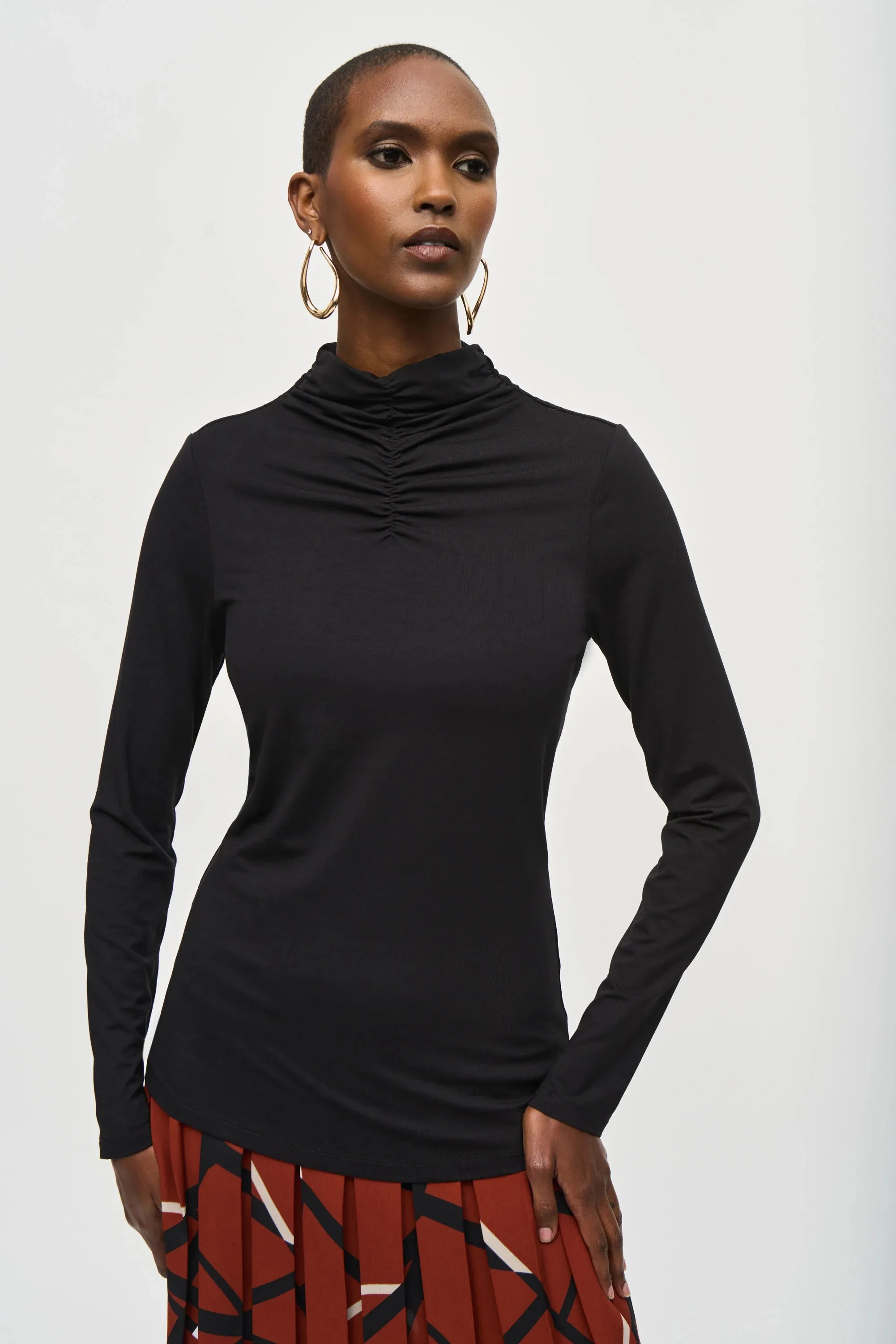 Rayon Jersey Fitted Turtleneck