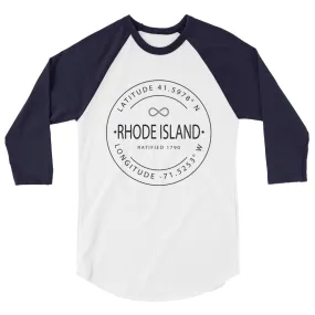 Rhode Island - 3/4 Sleeve Raglan Shirt - Latitude & Longitude