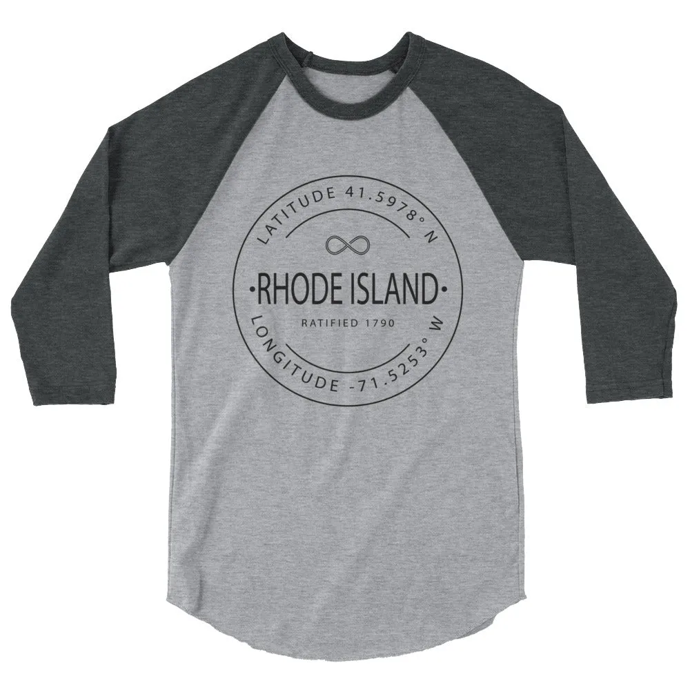 Rhode Island - 3/4 Sleeve Raglan Shirt - Latitude & Longitude