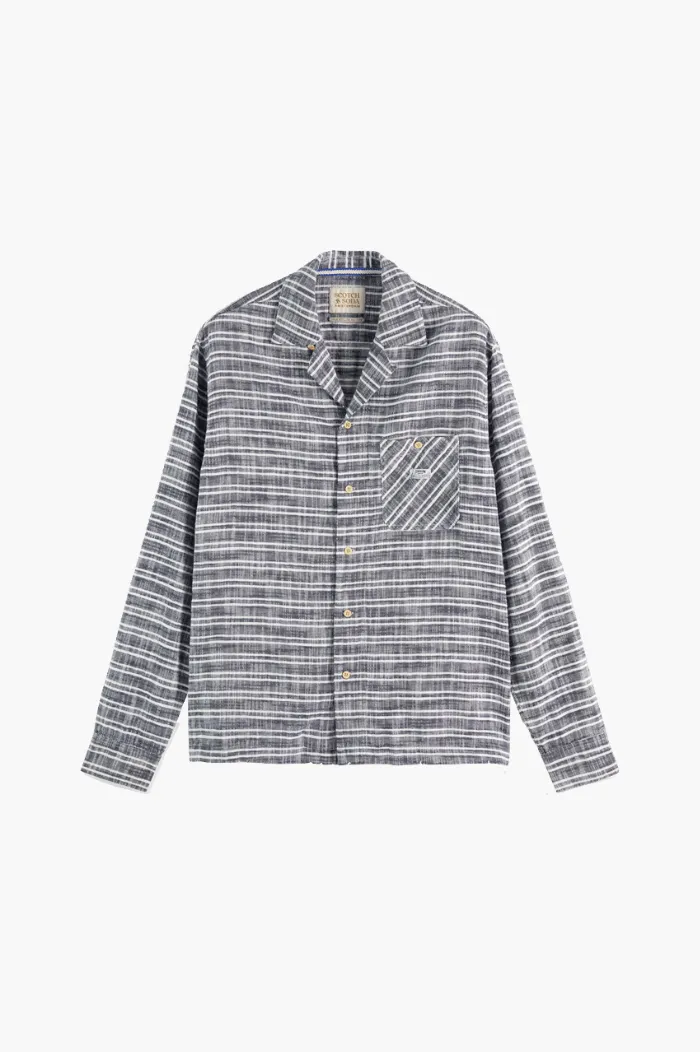 Scotch & Soda Blue Stripe Structured Basket Weave Stripe Shirt