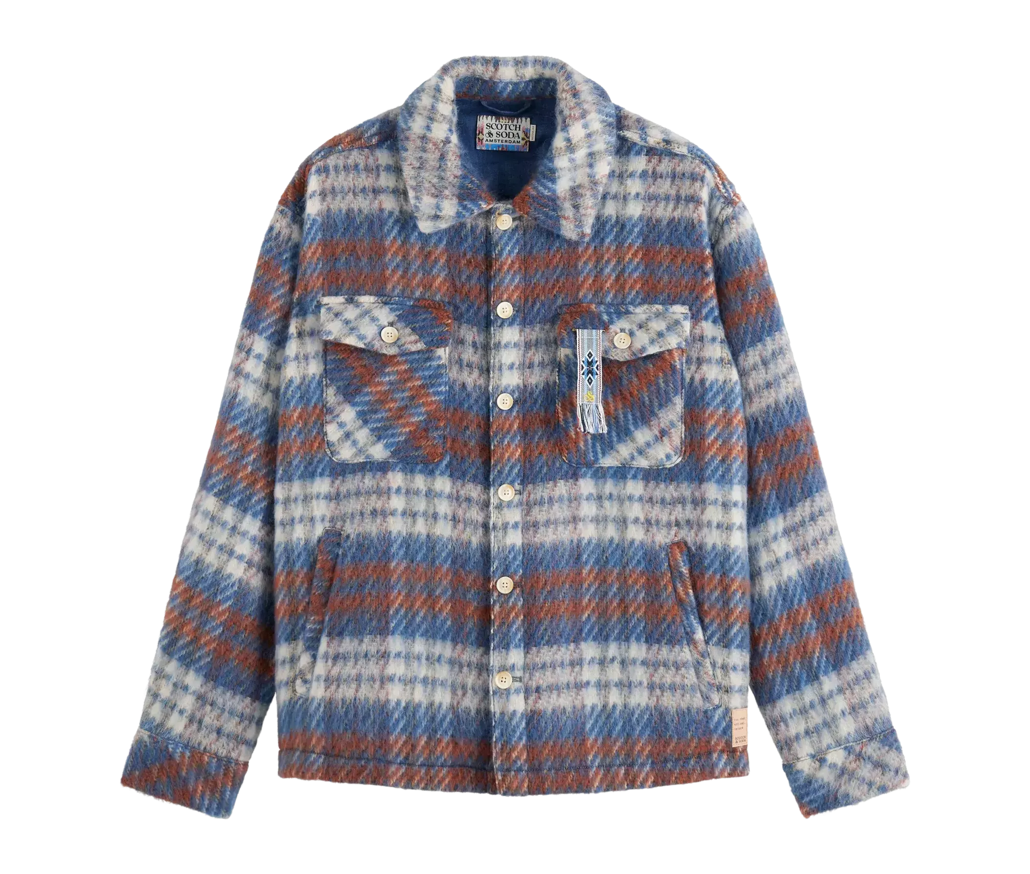 Scotch & Soda Brushed Wool Blend Check Overshirt