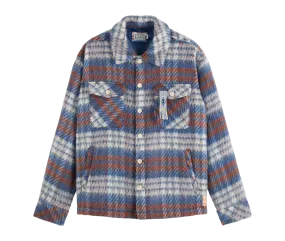 Scotch & Soda Brushed Wool Blend Check Overshirt