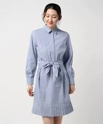 Scotch & Soda Cotton Striped Dress with pleat