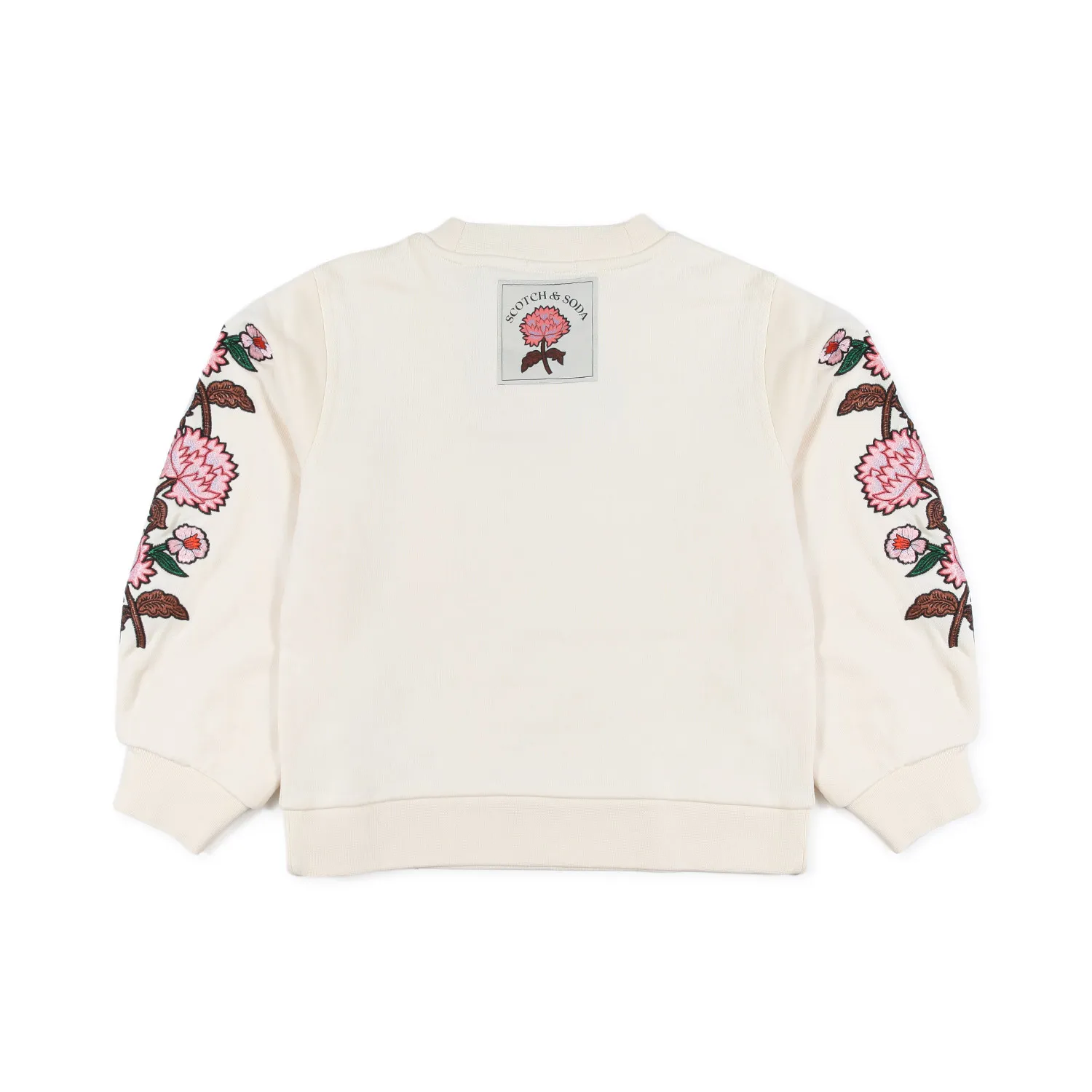 Scotch & Soda Cream Sweatshirt With Embroidered Flowers For Girls